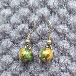 Elegant Wood Bead Multicolor Drop Earrings